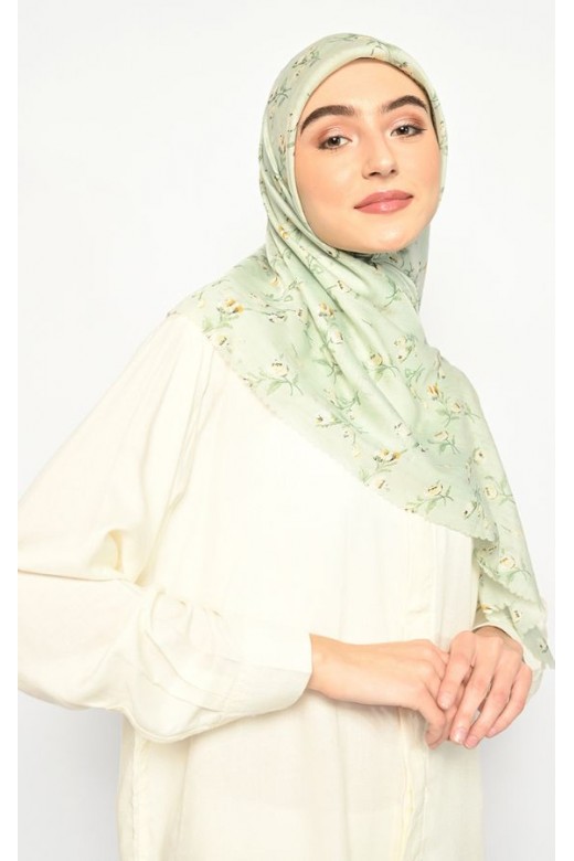 Hijab Segi Empat Jeany Mint Jahit Tepi